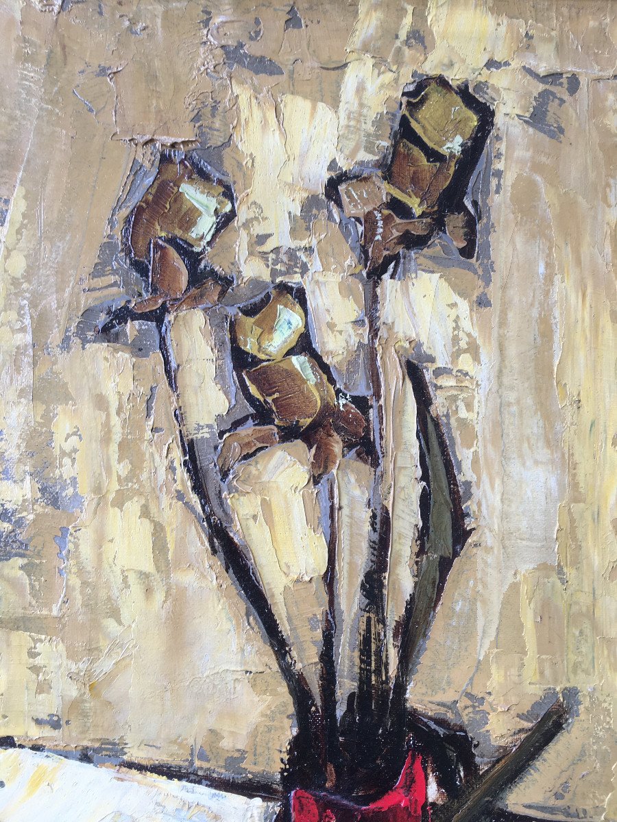Tableau Peinture Jef Friboulet Nature Du Morte Du Peintre Années 50-photo-4