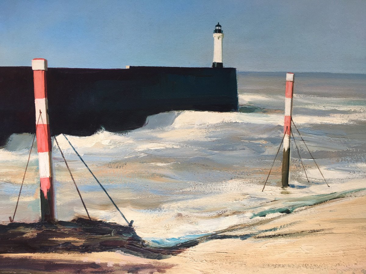 Very Beautiful Table Seaside Jacques Ciry (1914-1982) Marine Painting Lighthouse-photo-3