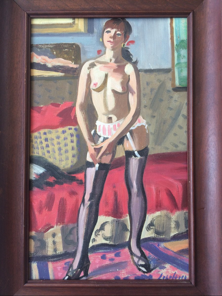 Painting Female Nude Robert Lepeltier Painter From Paris 1913-1996-photo-2