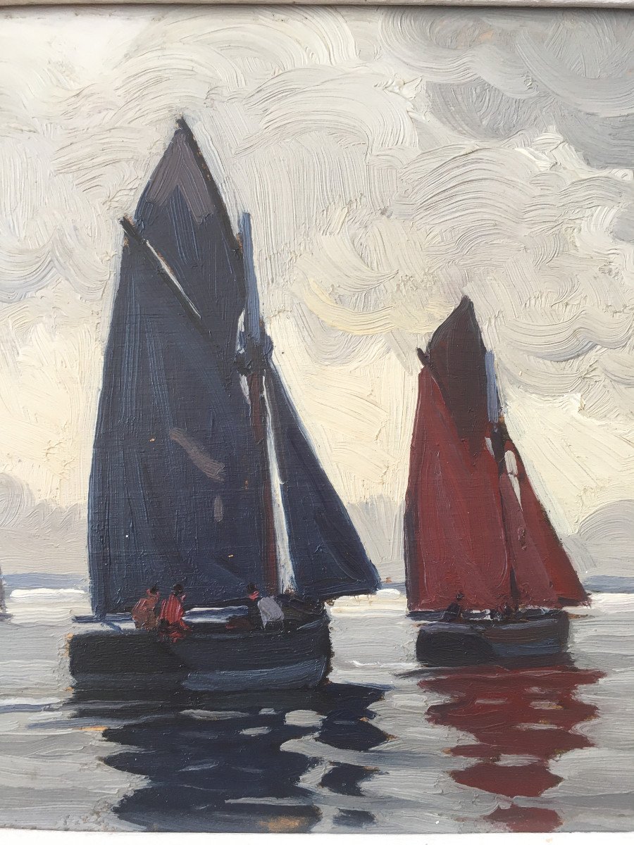 Painting Paul Eschbach 1881-1961 Painter From Brittany Concarneau-photo-3