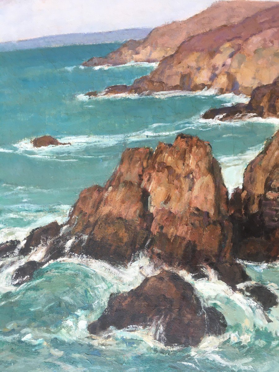 Painting Brittany Bay Of Douarnenez Georges Gobo Breton Painter 1876-1958-photo-3