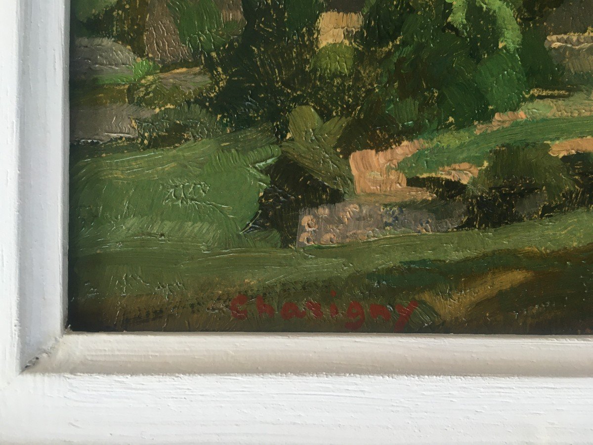 Tableau Peinture André Charigny Paysage D'Ardèche-photo-3