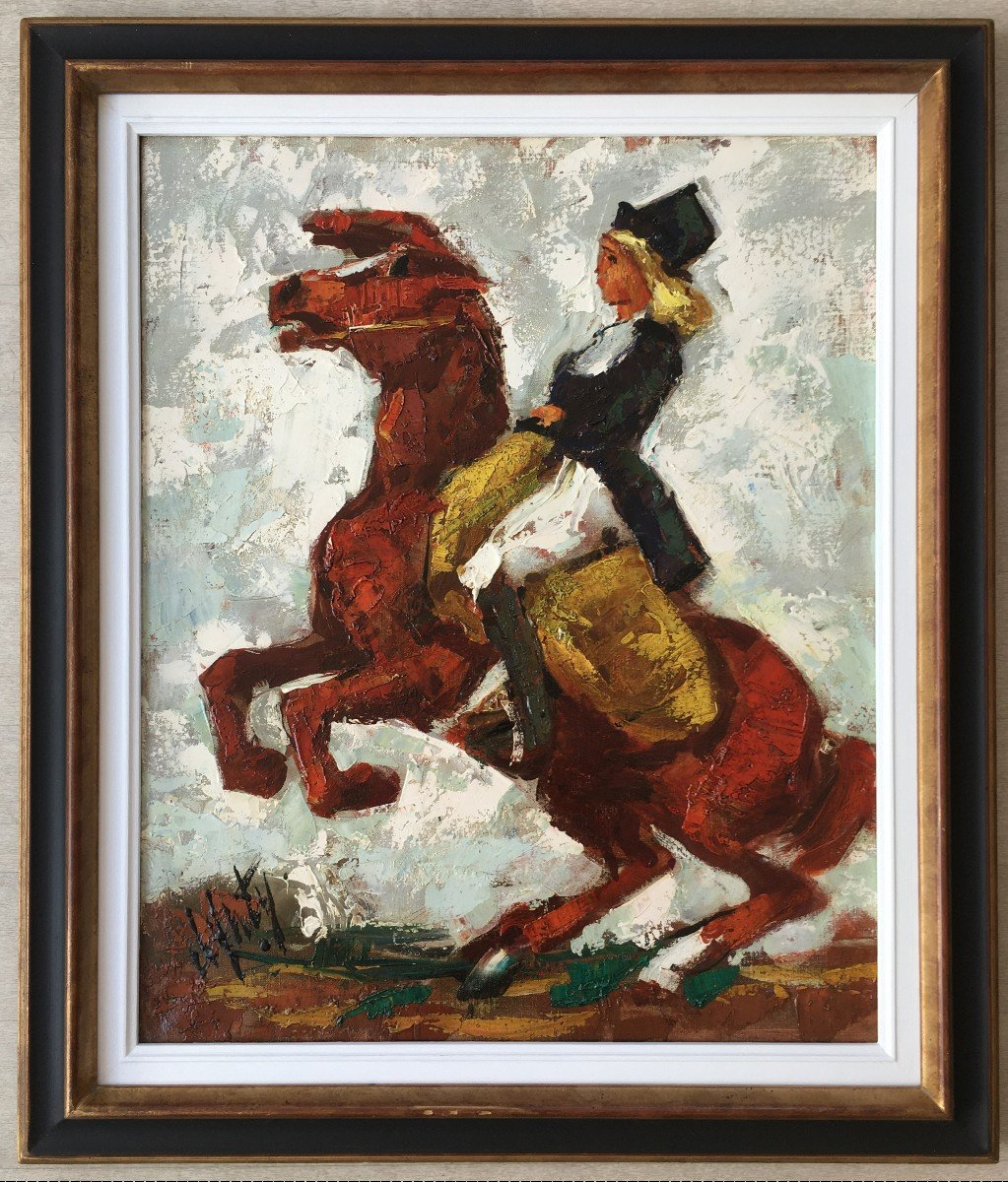 Superb Painting Henry d'Anty Rider Horse