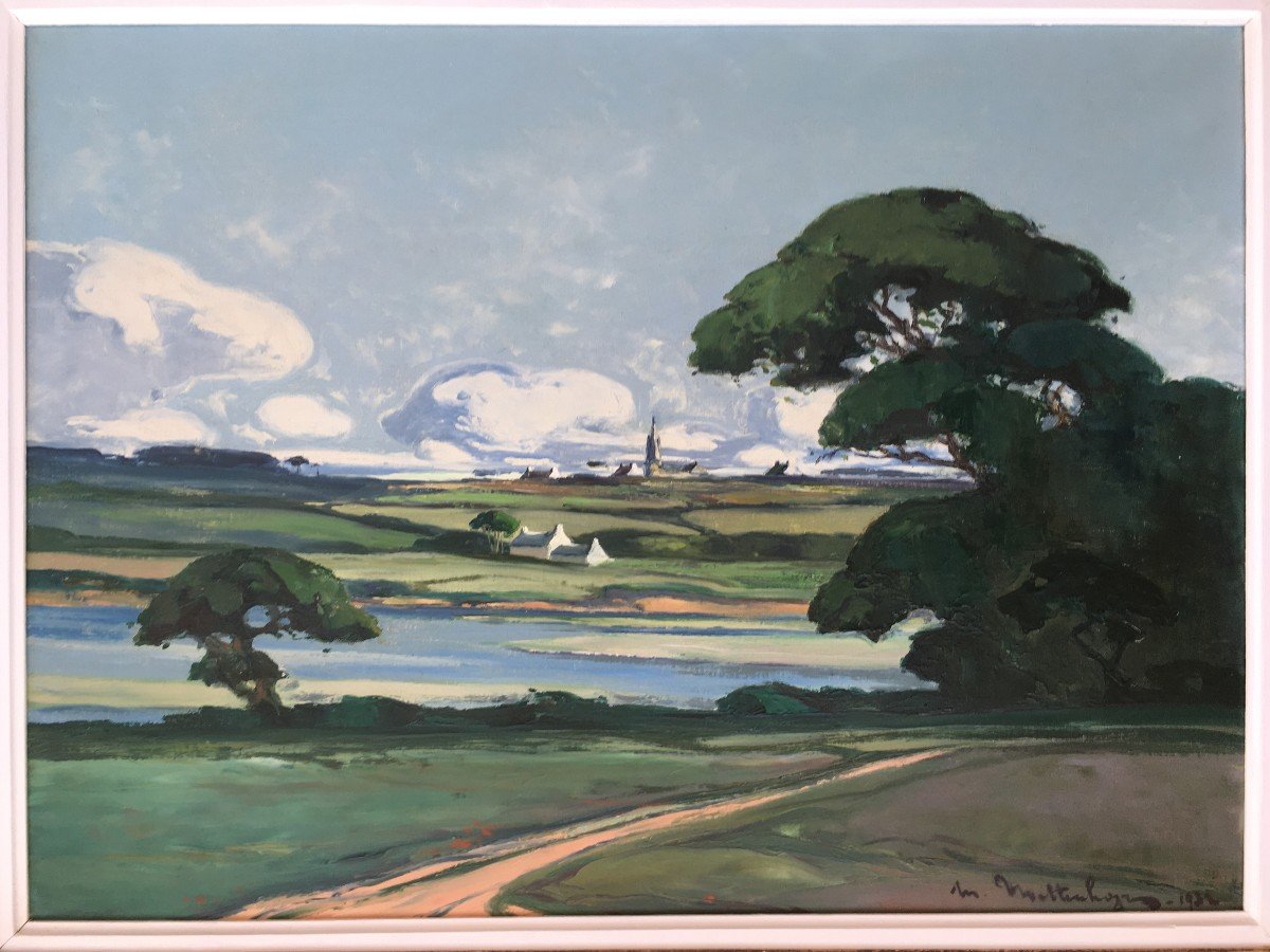 Tableau Bord De Mer Morbihan Bretagne  Par Marcel Mettenhoven 1891-1979-photo-2