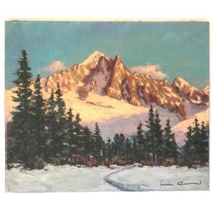 Chamonix Mountain Painting By Lucien Quenard The Aiguille Verte (contencin Wibault...)