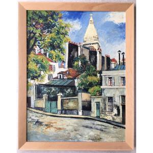 Très Beau Tableau De Montmartre Par Elisée Maclet 1881-1962 Ecole De Paris