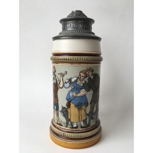 Villeroy And Boch Mettlach 1164 German Beer Mug Dated 1884