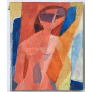 Table Painting Yves Alix Cubist Female Nude