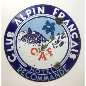 Old Enamelled Plaque Of The French Alpine Club Caf From The 1930s, Mountain Chalet Decor
