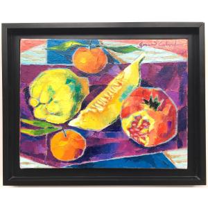 tableau peinture Gérard Calvet nature morte aux fruits