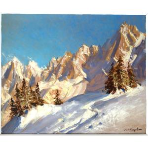 Mountain Painting By Marcel Wibault, Chamonix