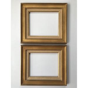 Paire de cadres dorés format 3F pour tableaux 27x22cm