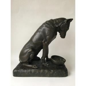 Bronze Sculpture The Dog And The Snail By Stanislas Lami 1858 1944