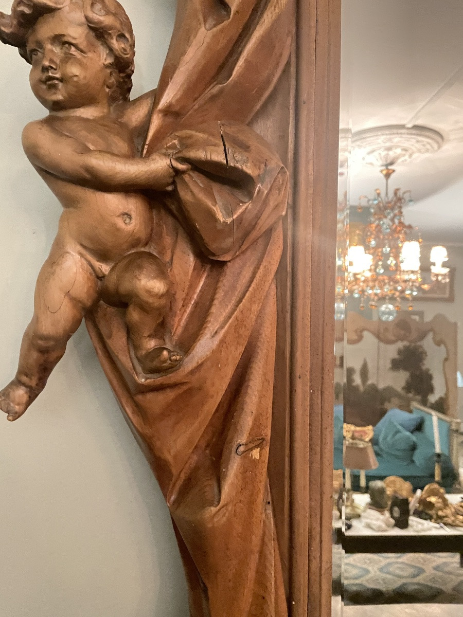 Large Baroque Mirror With Cherubs -photo-2