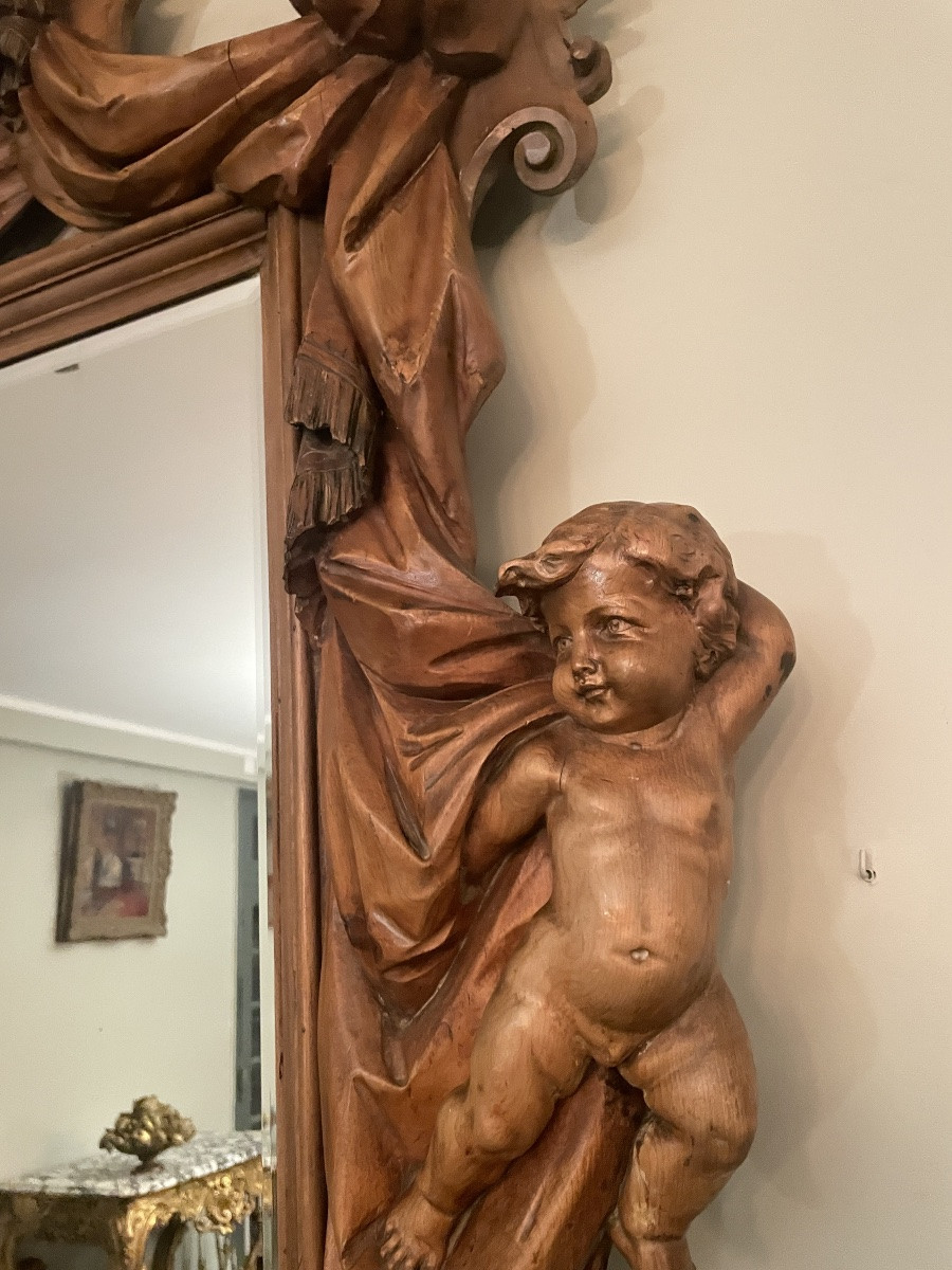 Large Baroque Mirror With Cherubs -photo-3