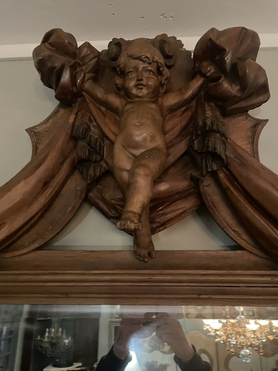 Large Baroque Mirror With Cherubs -photo-4