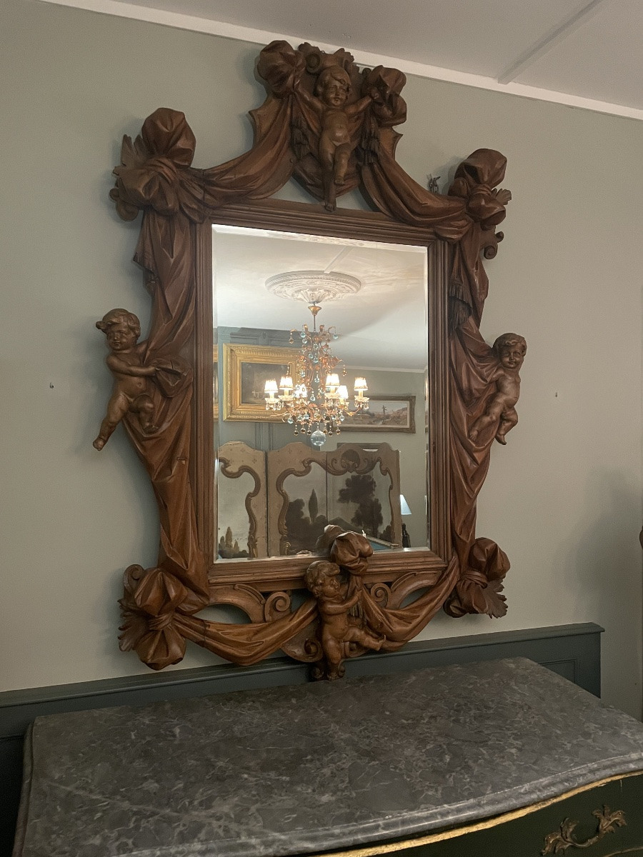 Large Baroque Mirror With Cherubs -photo-5