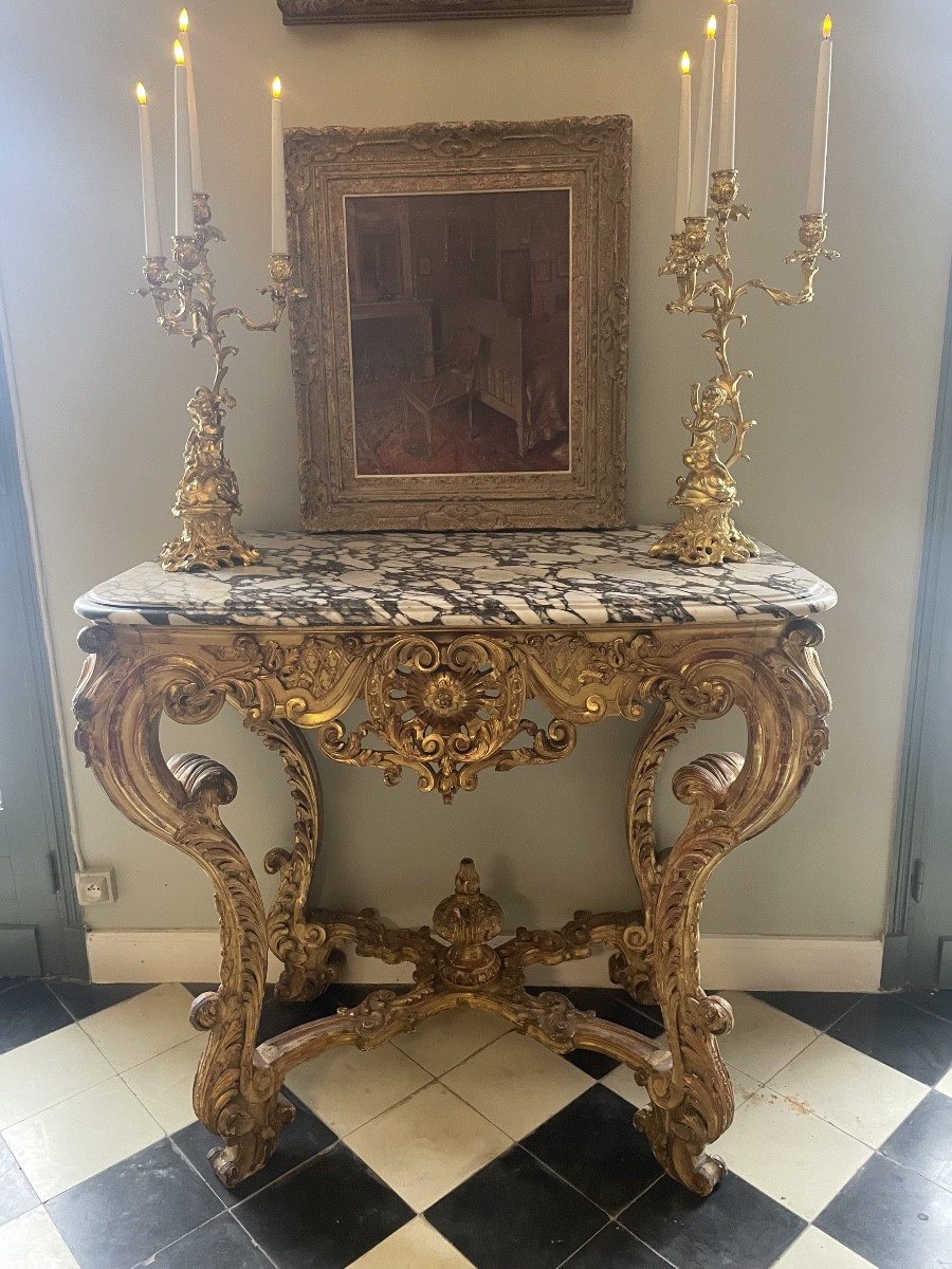 Console en bois dorée 