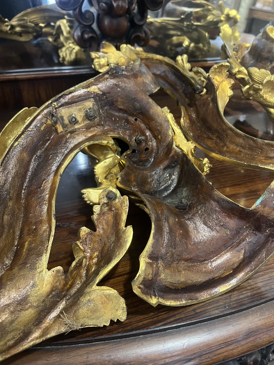 Pair Of Bronze Andirons, 40 Cm-photo-1