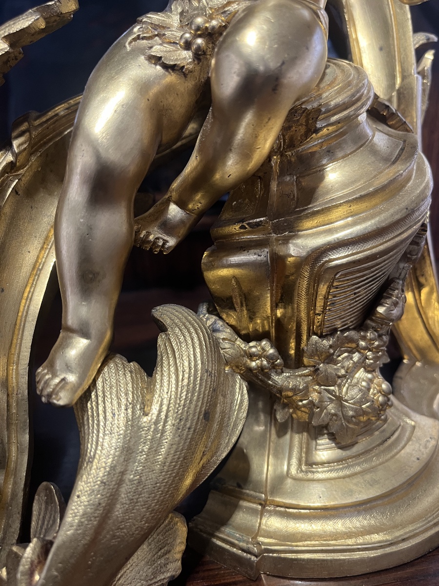 Pair Of Bronze Andirons, 40 Cm-photo-5