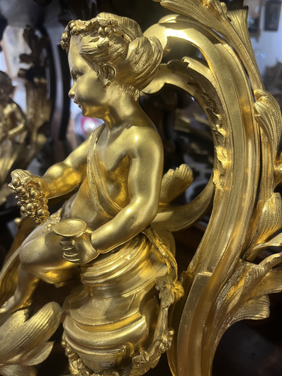Pair Of Bronze Andirons, 40 Cm-photo-6
