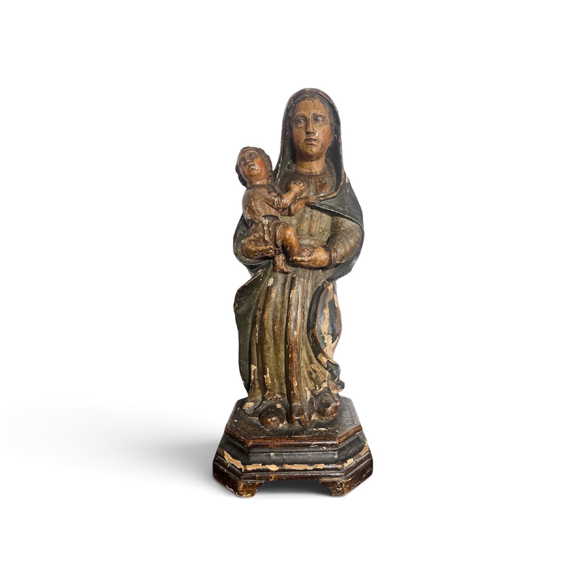 Vierge allaitante XVI bois polychrome -photo-2