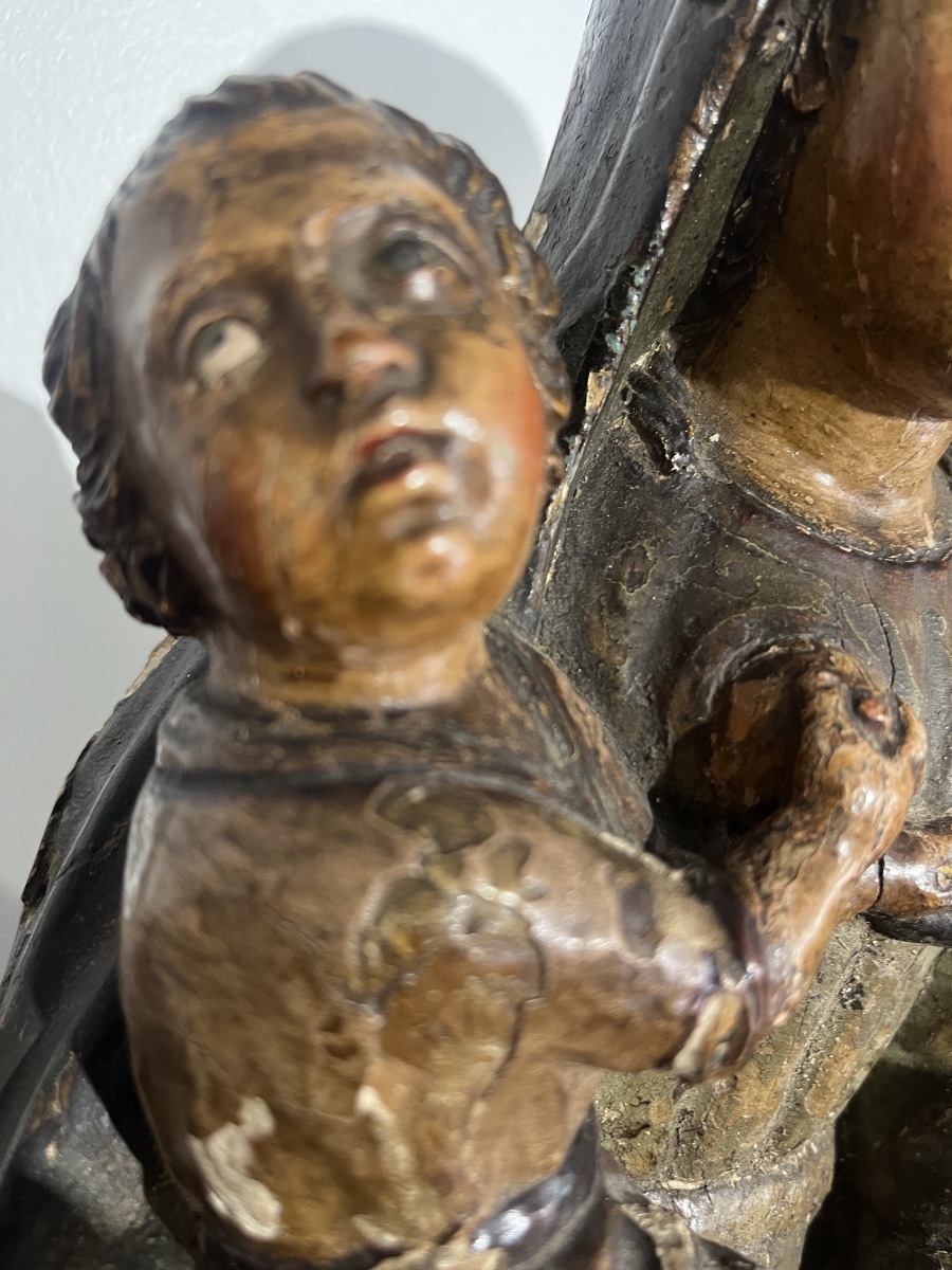 Vierge allaitante XVI bois polychrome -photo-3