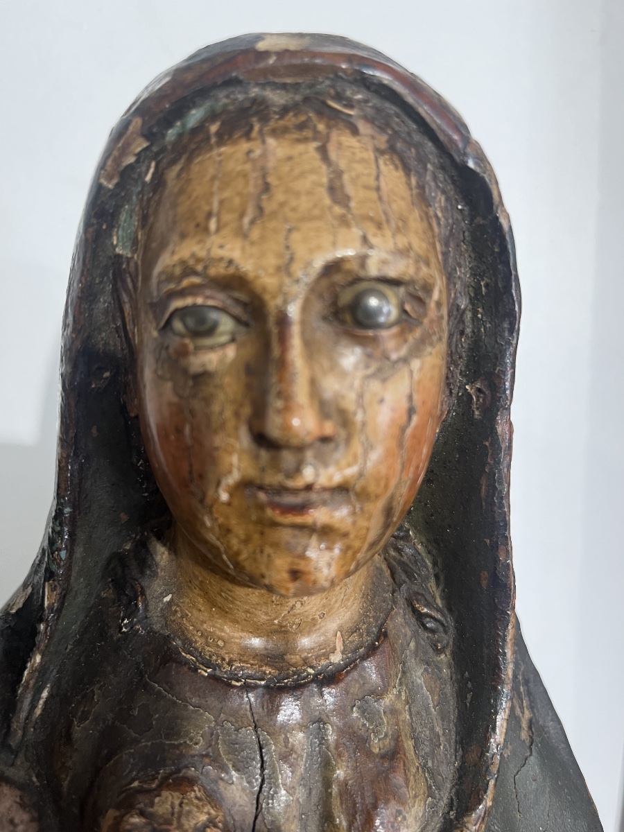 Vierge allaitante XVI bois polychrome -photo-4
