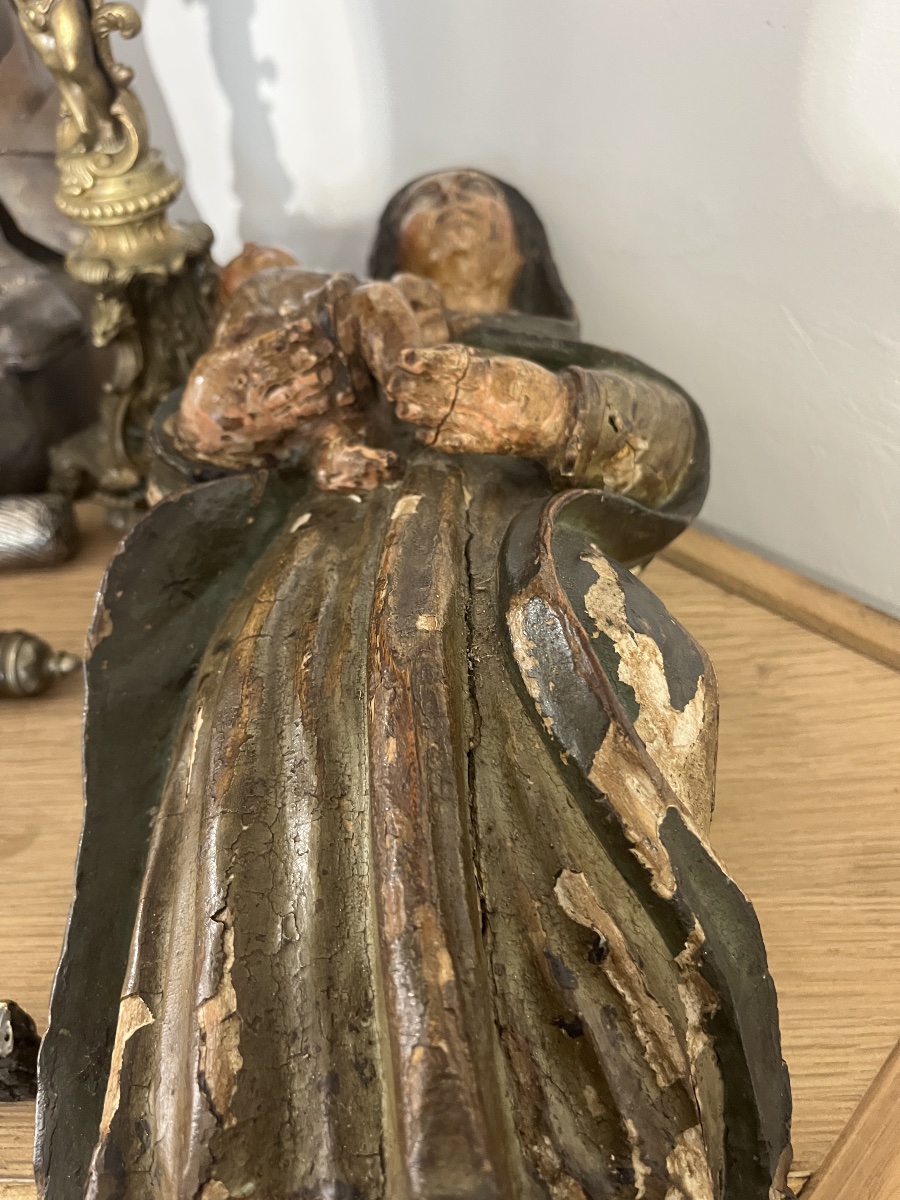 Vierge allaitante XVI bois polychrome -photo-2