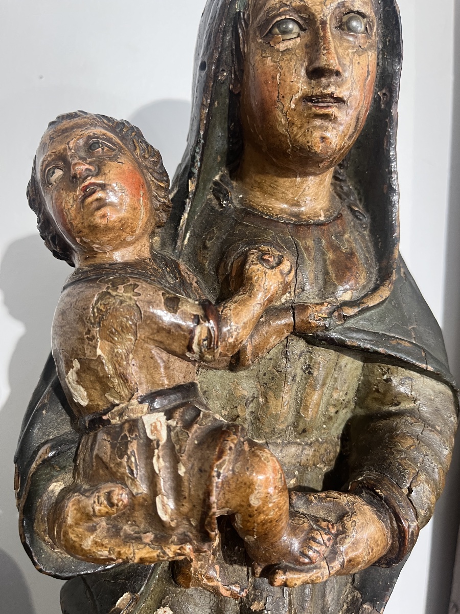 Vierge allaitante XVI bois polychrome -photo-4