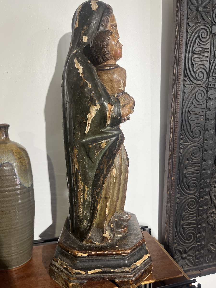 Vierge allaitante XVI bois polychrome -photo-6