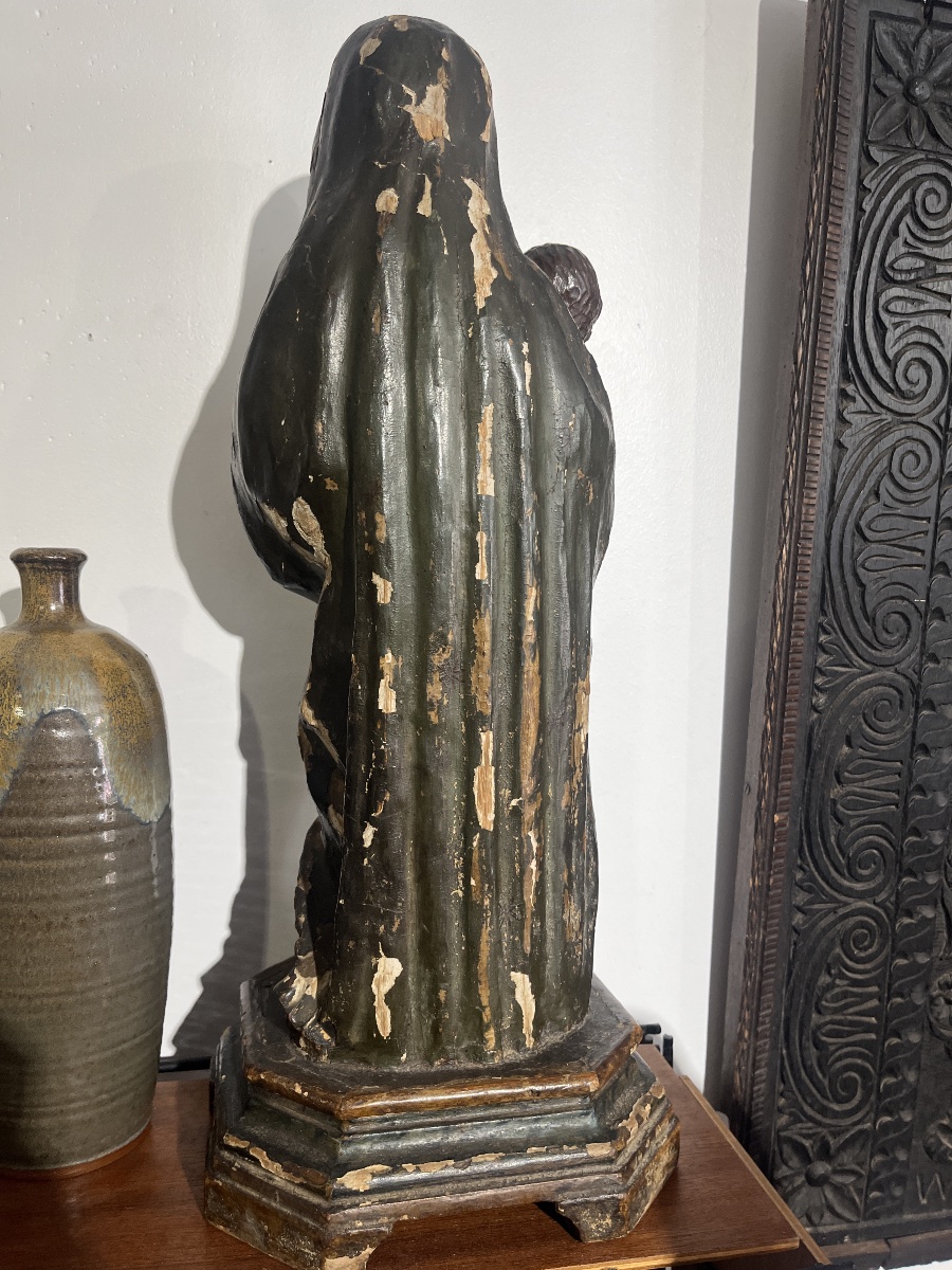 Vierge allaitante XVI bois polychrome -photo-8