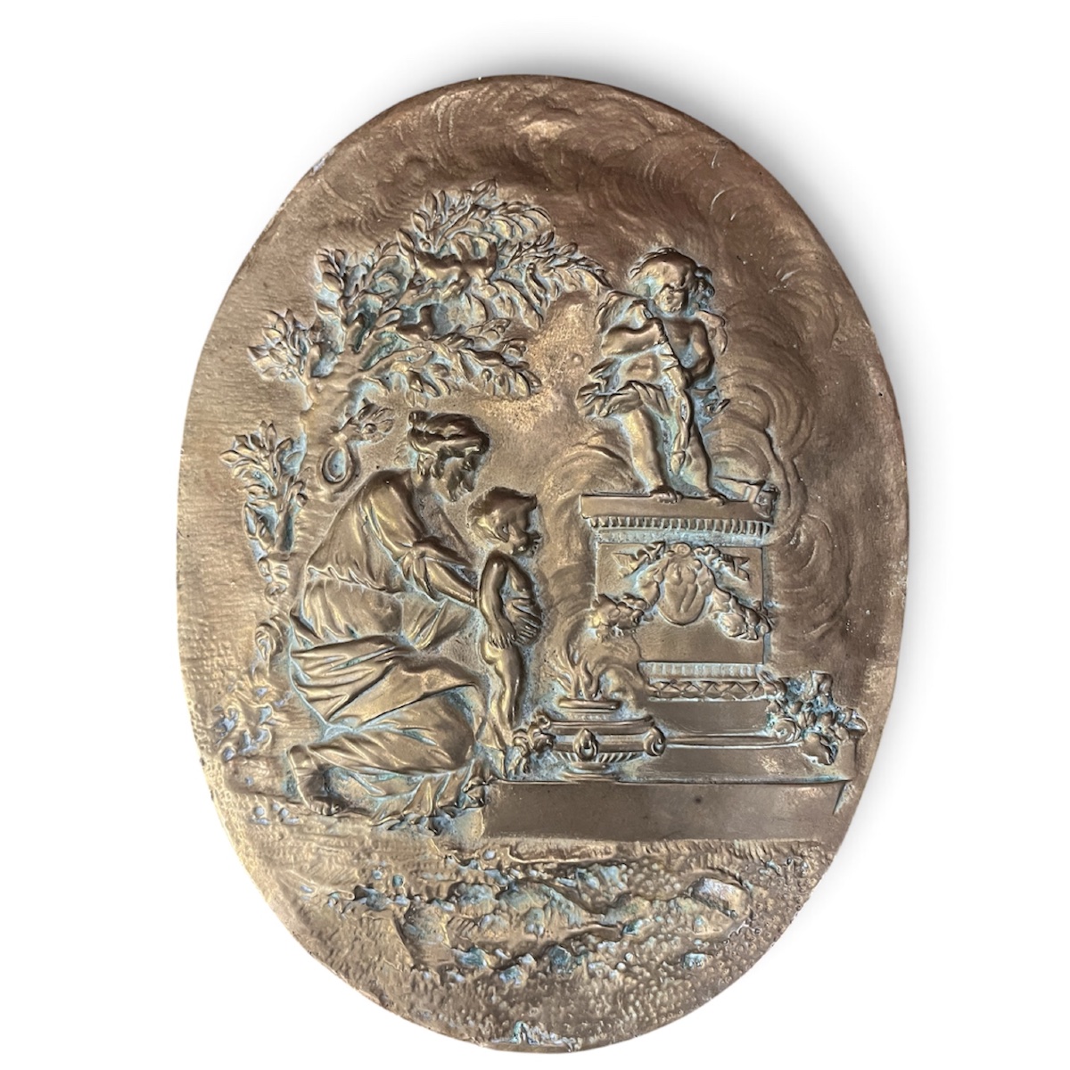 Grand médaillon bronze d après Clodion XIX e