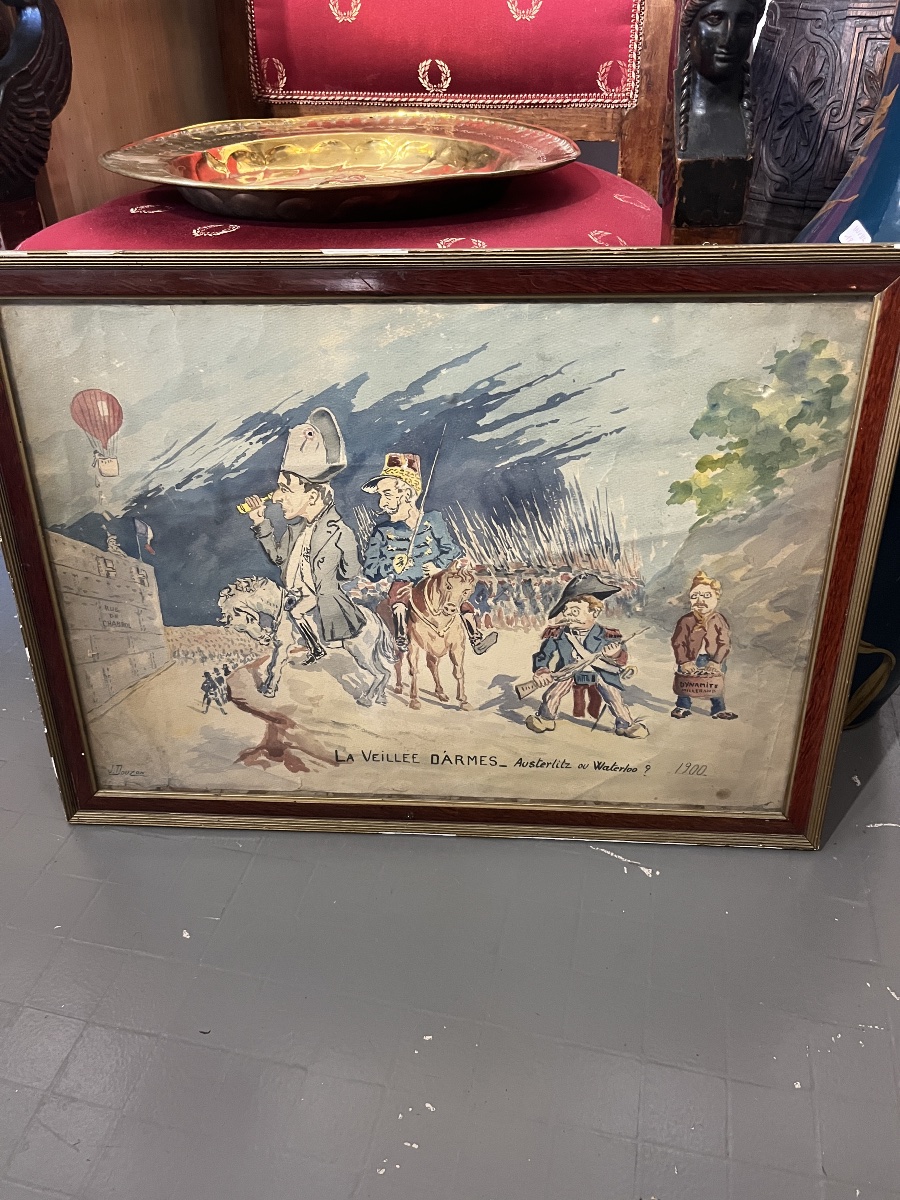Watercolor: Waterloo. Napoleon. J. Douzon-photo-2