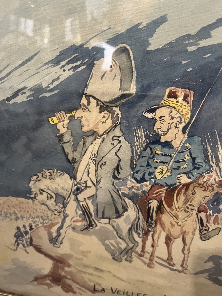 Watercolor: Waterloo. Napoleon. J. Douzon