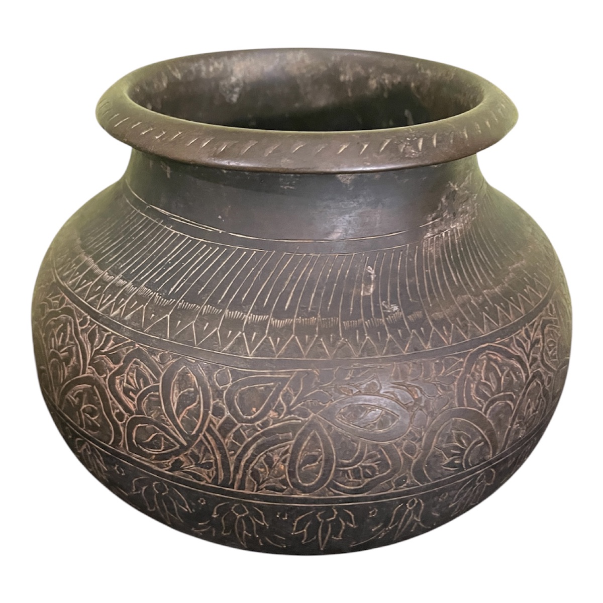 Lota en bronze à décor gravé – Inde fin XIXᵉ