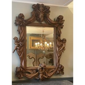 Large Baroque Mirror With Cherubs 