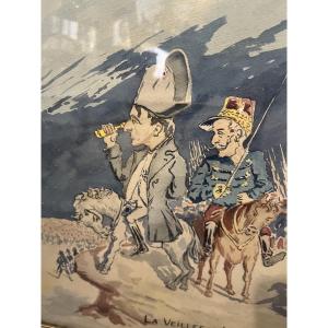 Aquarelle Waterloo . Napoleon. J.Douzon