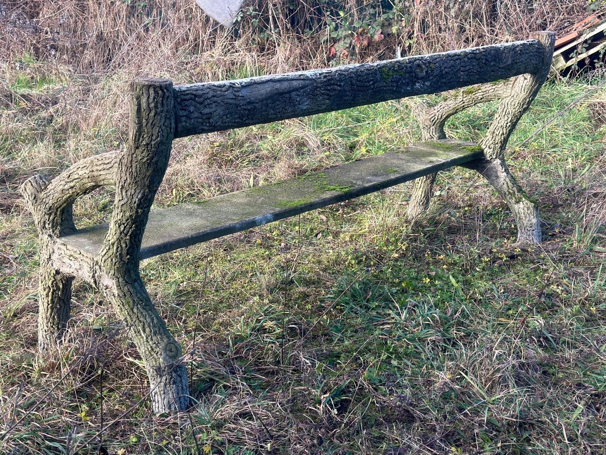 Large Faux Wood Concrete Garden Bench