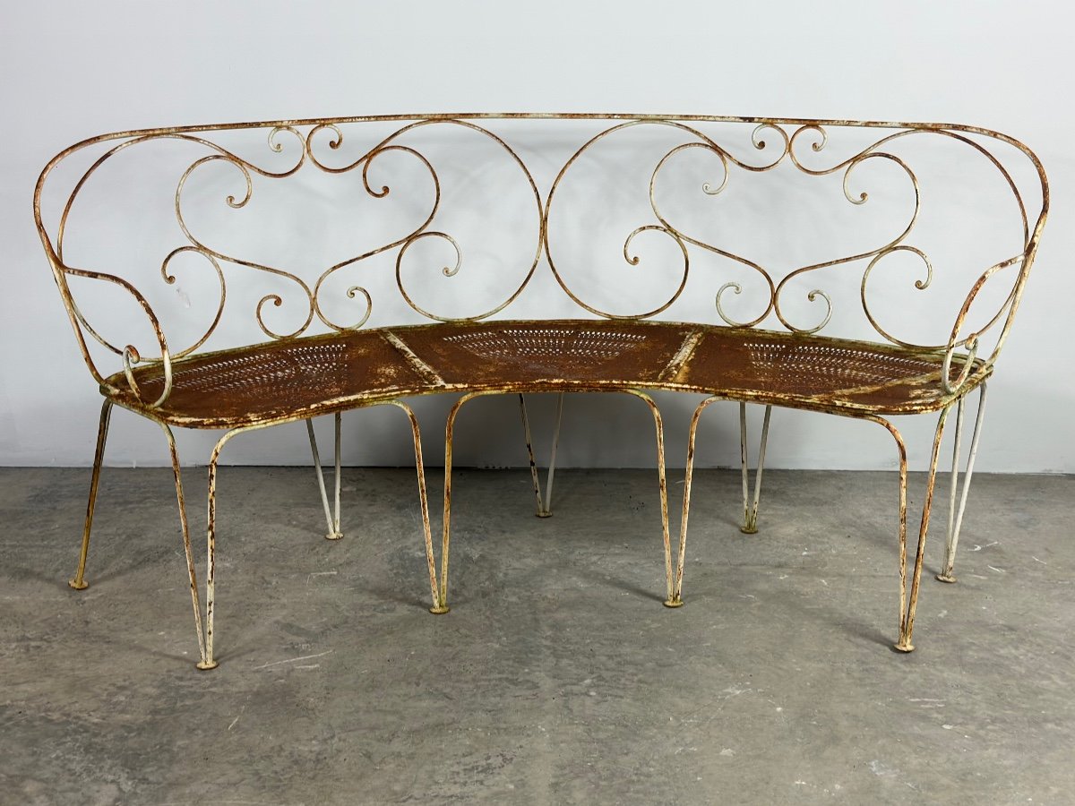 Rounded Wrought Iron Garden Bench-photo-2