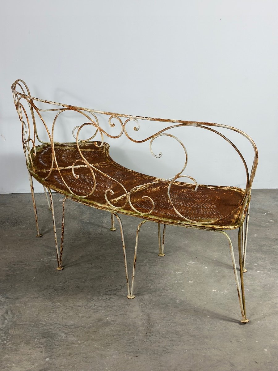Rounded Wrought Iron Garden Bench-photo-3