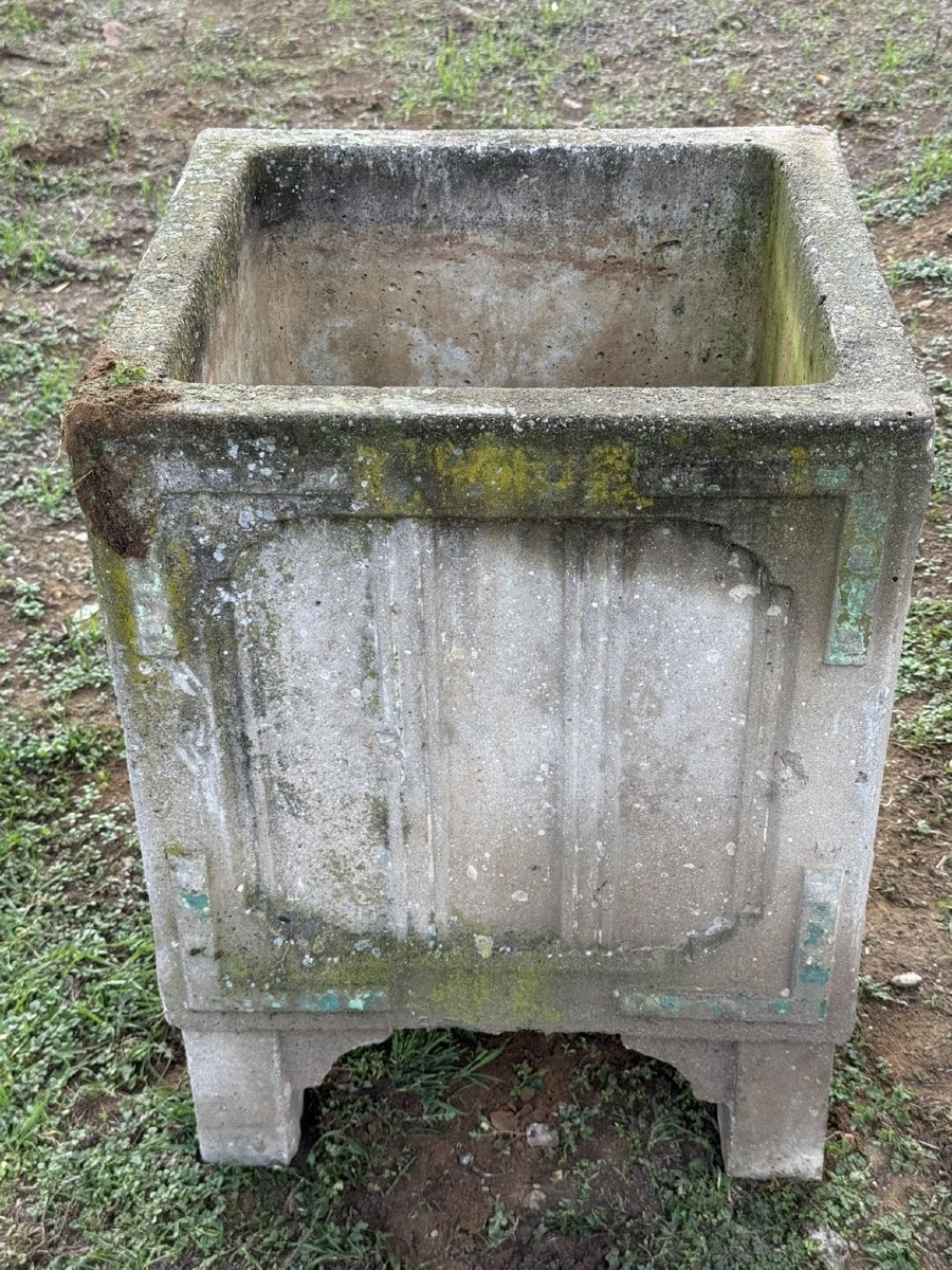 Pair Of Concrete Planters -photo-2