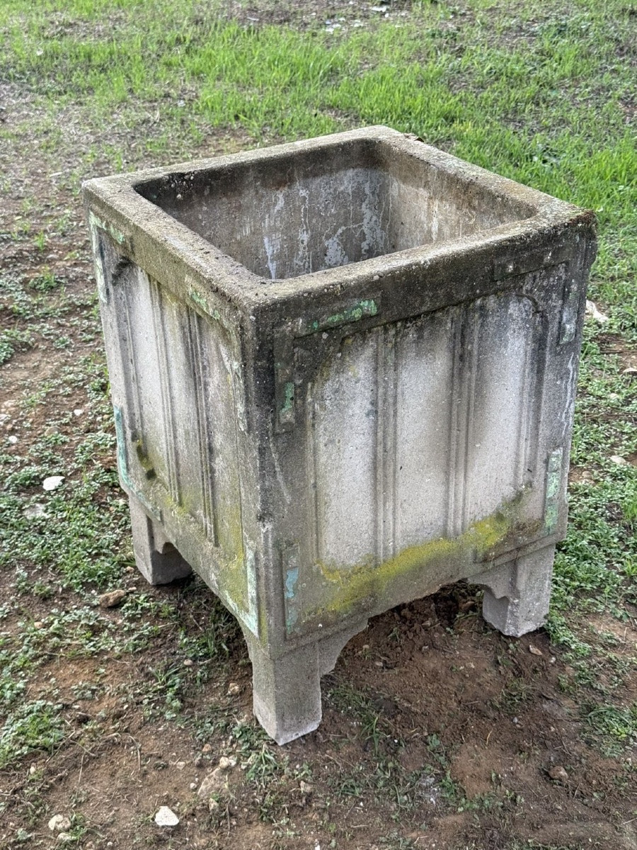 Pair Of Concrete Planters -photo-3