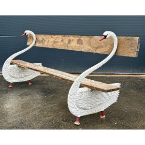 Swan Model Cast Iron Garden Bench 