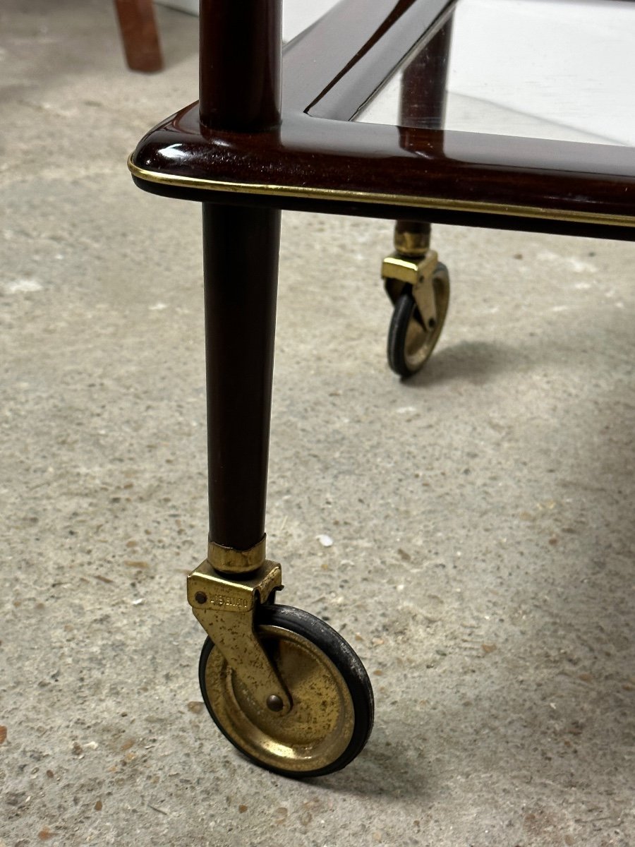 Dessert / Rolling Table In Rosewood And Brass Cesare Lacca Italy 1950-photo-7