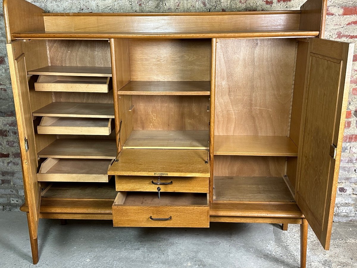 Vintage 1950 Oak Storage Cabinet / Secretary-photo-2