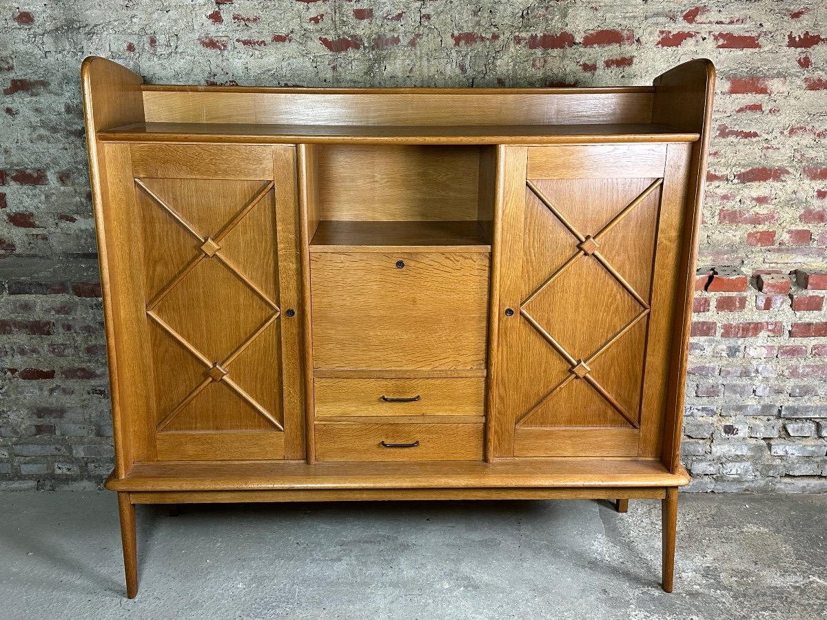 Vintage 1950 Oak Storage Cabinet / Secretary