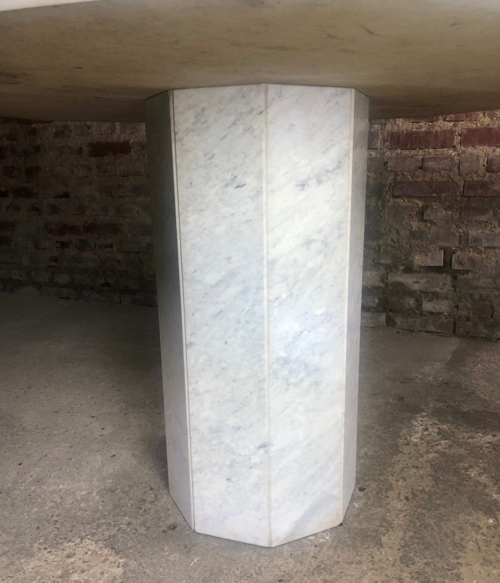 Vintage Carrara Marble Octagonal Table 1970-photo-2