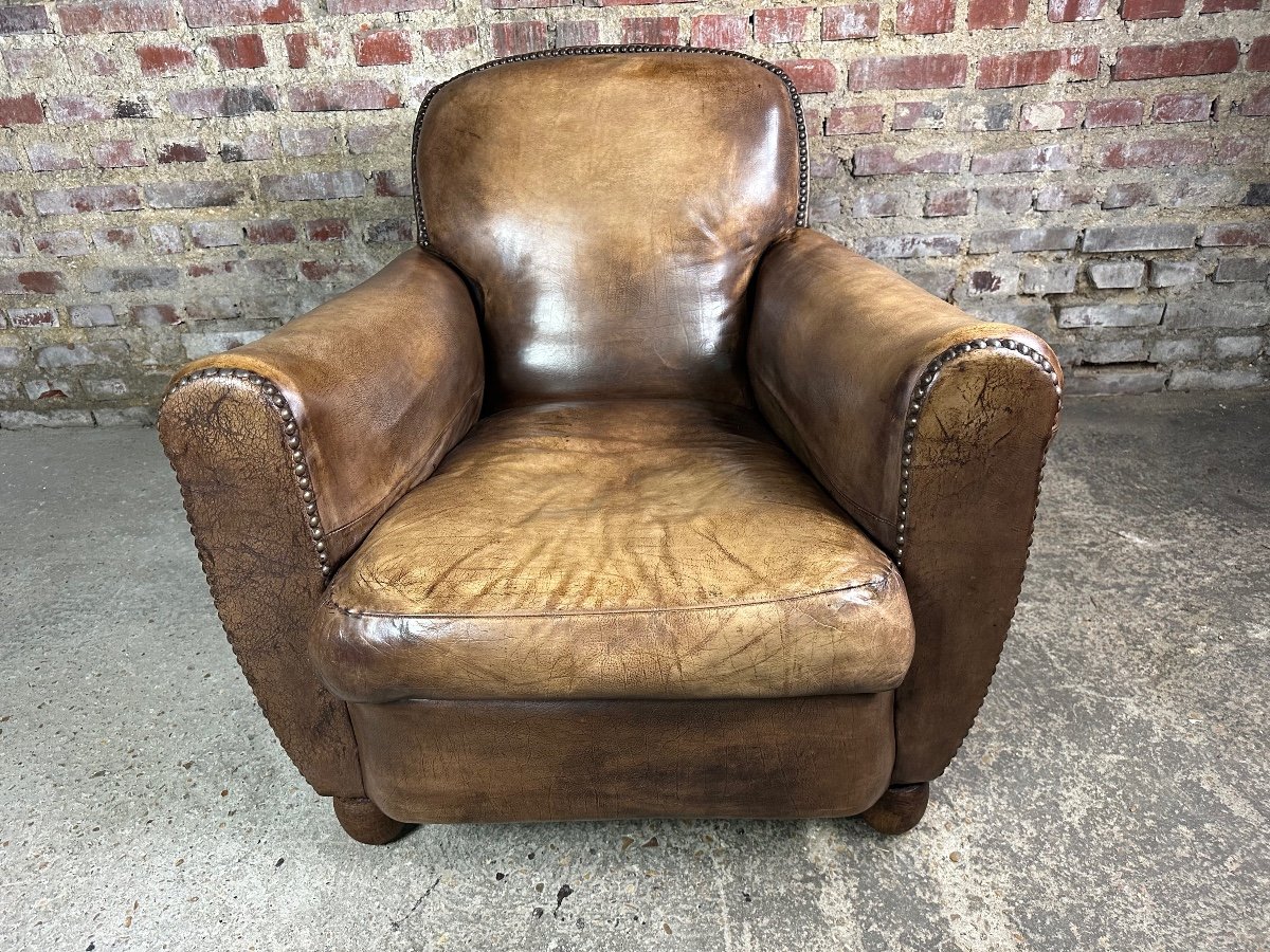 Leather Club Chair 1950's-photo-2