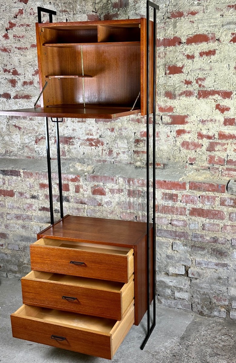 Bookcase Scandinavian Modular Storage Unit In Teak 1960-photo-3